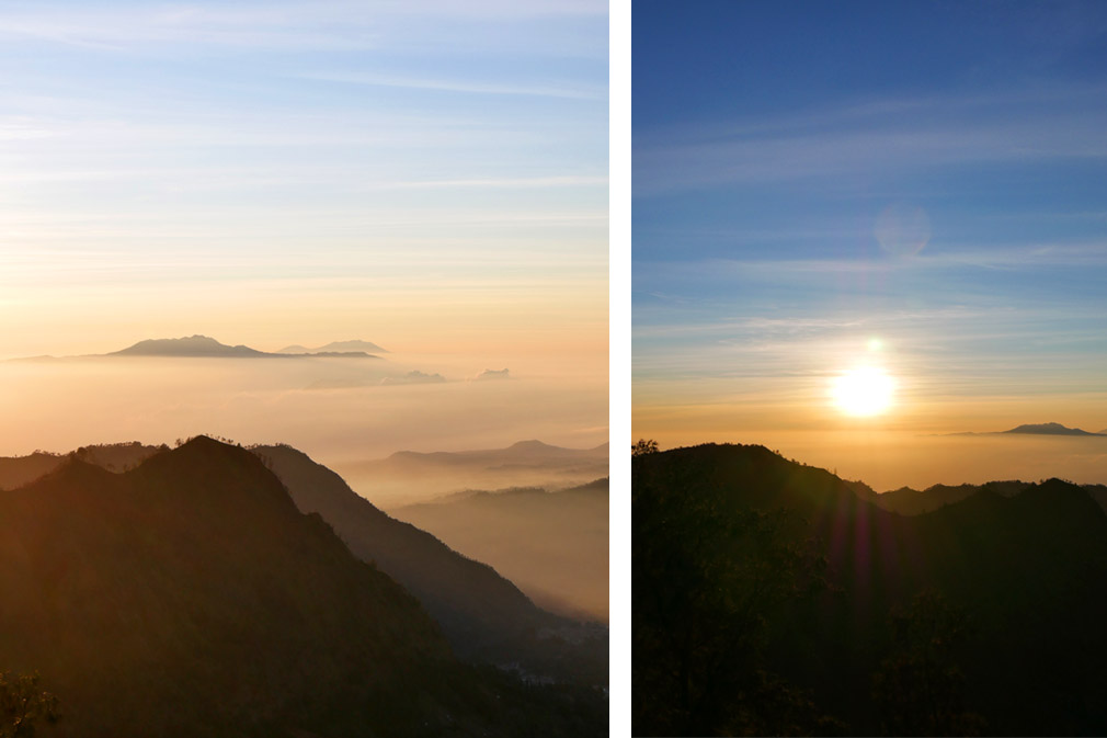 lever de soleil volcan indonésie